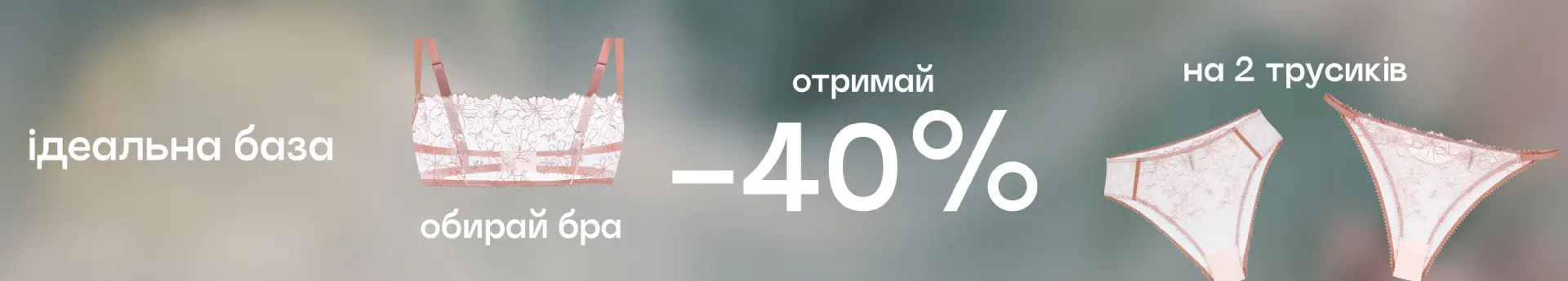 Получи -40% на 2 трусиков в комплект к бра!