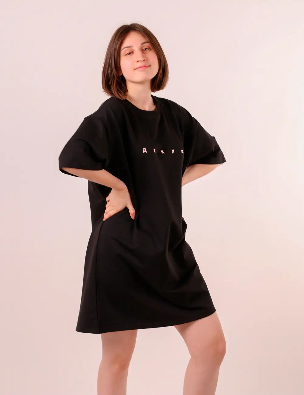 Сукня-футболка «Дякую» brabrabra x MASHA чорна